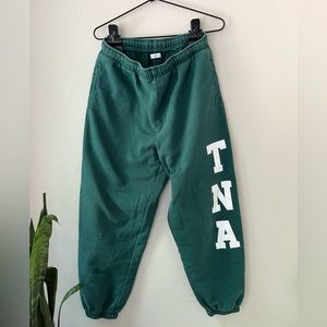 ARITZIA TNA COZY FLEECE MEGA SWEATPANTS IN IVY LEAGUE GREEN M